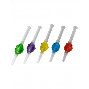  Clover Glass Nectar Collector Straw Glycerin Filled Face [GW9741] 